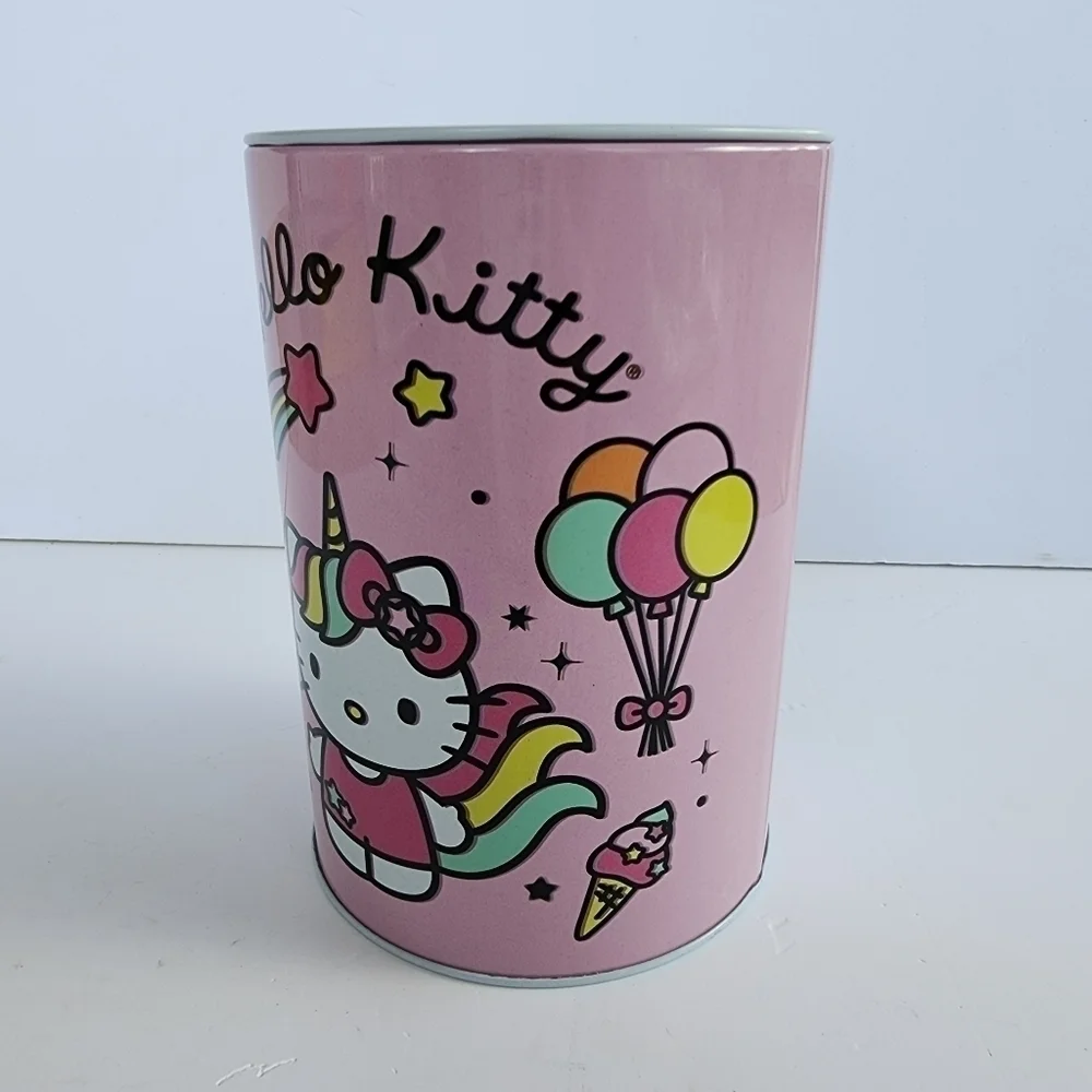 NEW Hello Kitty Sanrio Pink Unicorn Tin Can Coin Bank